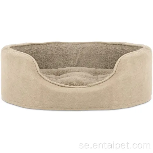 Pet Oval Terry Suede Fleece Bed med madrass